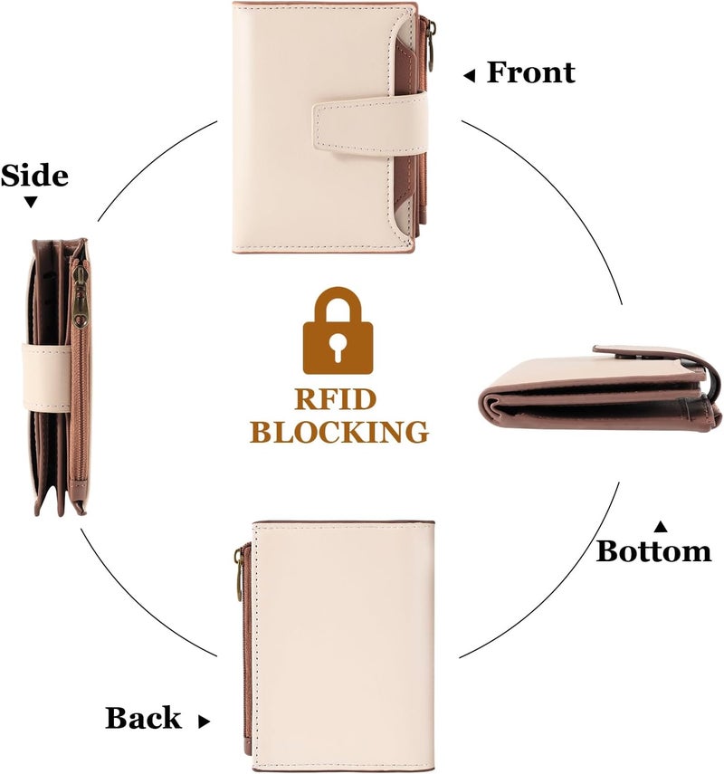 Airkit Small Wallet Women RFID Blocking Soft Leather Bifold Compact Card Holder Wallet for Women with Zipper Coin Pocket 4 ID Window - Image 4